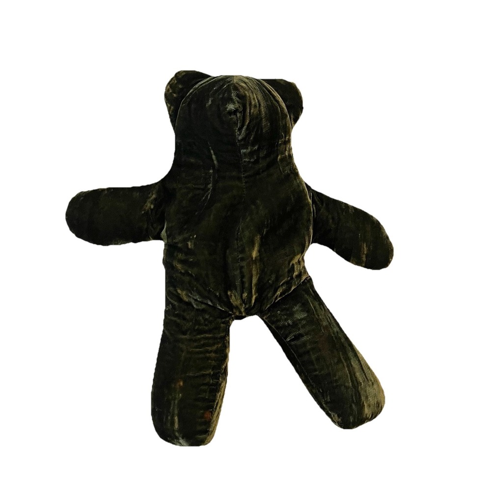 Pottery Barn Dark Green Velvet Teddy Bear Buckwheat Filler Plush Stuffed Animal